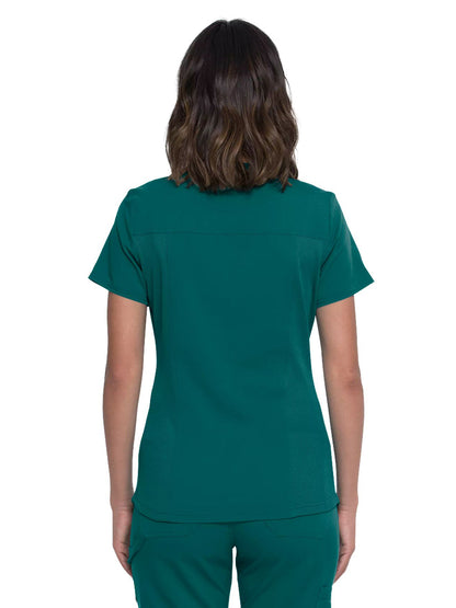 Women's 5-Pocket Rib Knit V-Neck Scrub Top - DK875 - Hunter Green