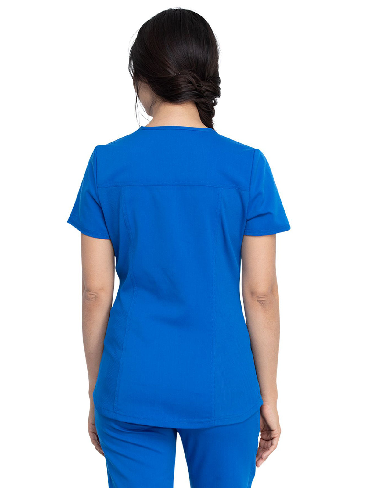 Women's 5-Pocket Rib Knit V-Neck Scrub Top - DK875 - Royal