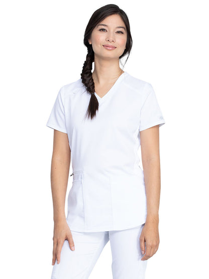 Women's 5-Pocket Rib Knit V-Neck Top - DK875 - White