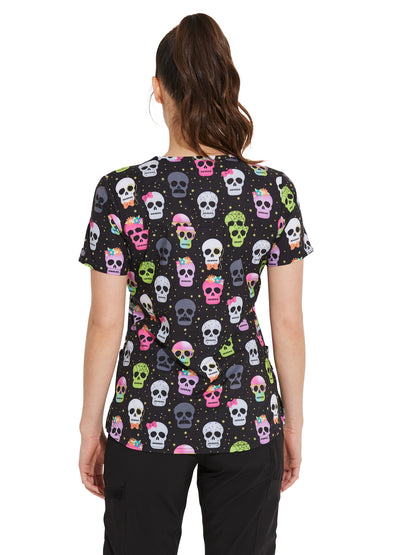 Women's V-Neck Print Top - DK876 - Squad Ghouls