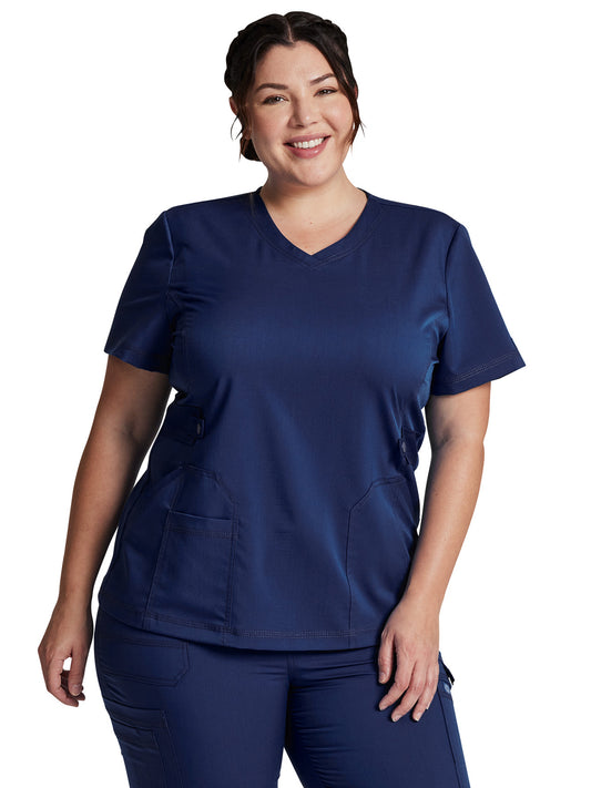 Women's 3-Pocket V-Neck Top - DK940 - Navy