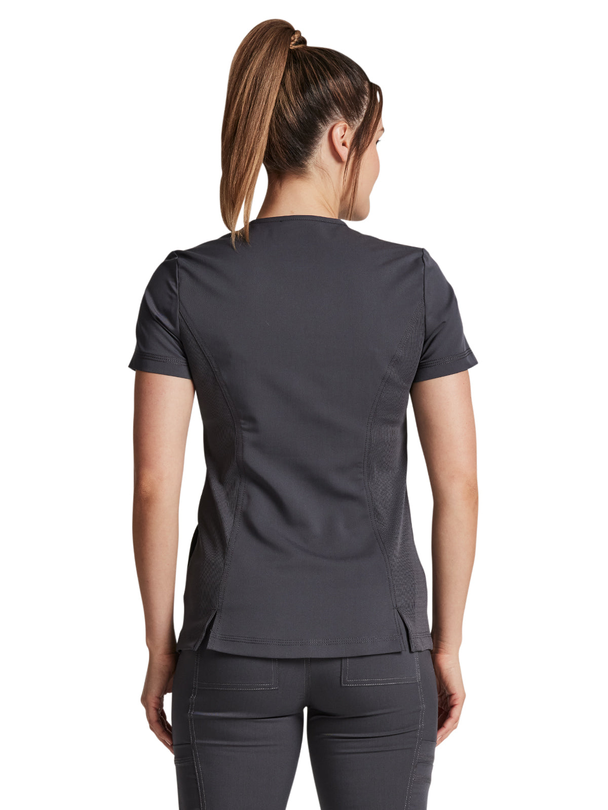 Women's 3-Pocket V-Neck Top - DK940 - Pewter