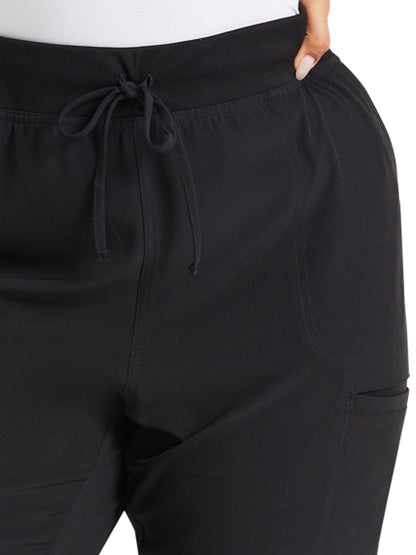 Women's 5-Pocket Low Rise Drawstring Pant - HS047 - Black