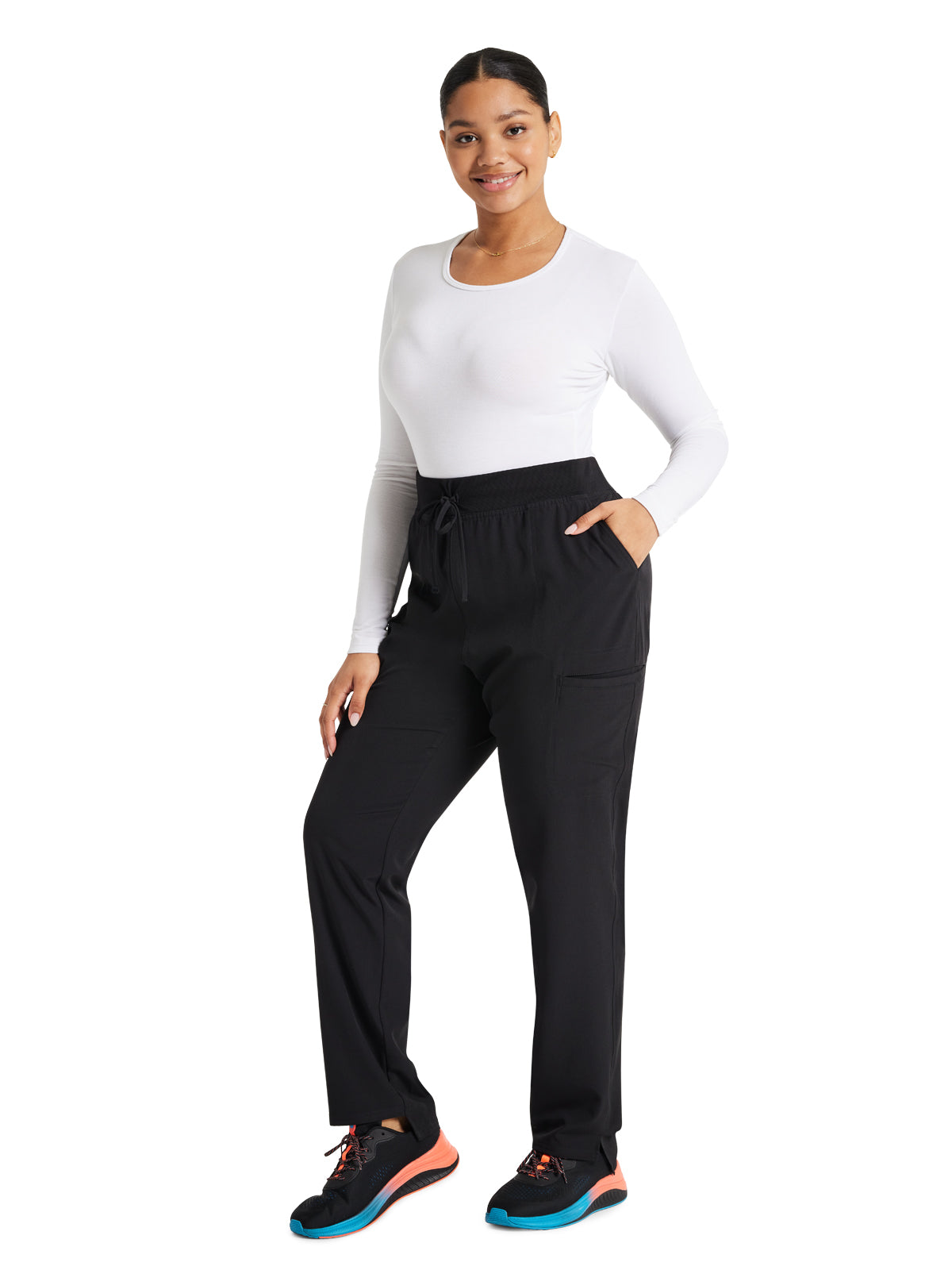 Women's 5-Pocket Low Rise Drawstring Pant - HS047 - Black