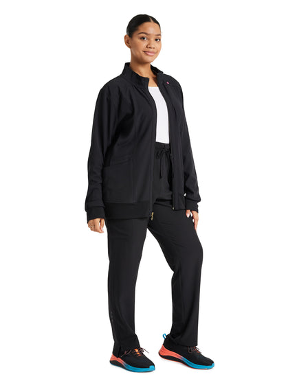 Women's 4-Pocket Zip Front Jacket - HS347 - Black