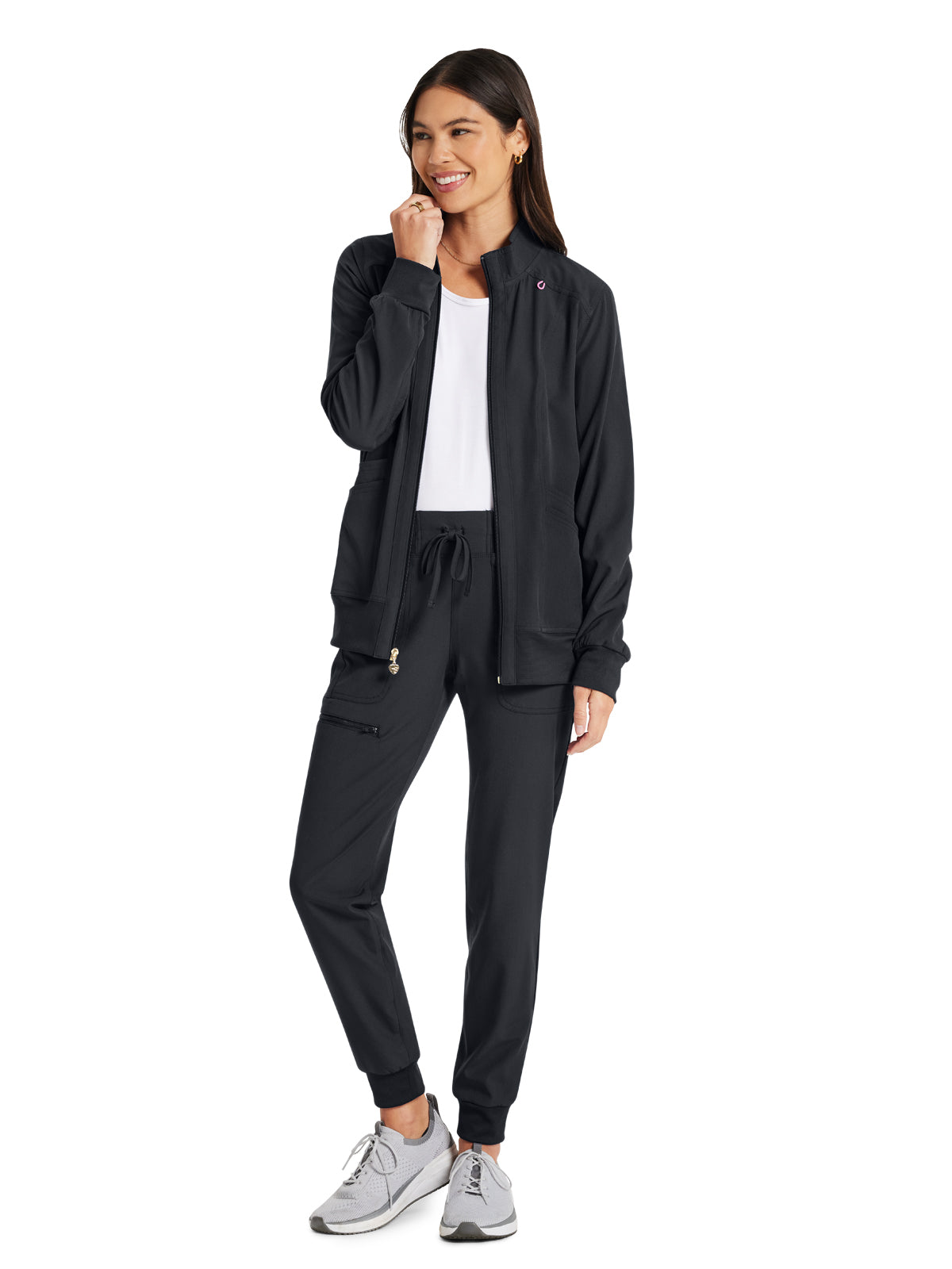 Women's 4-Pocket Zip Front Jacket - HS347 - Pewter