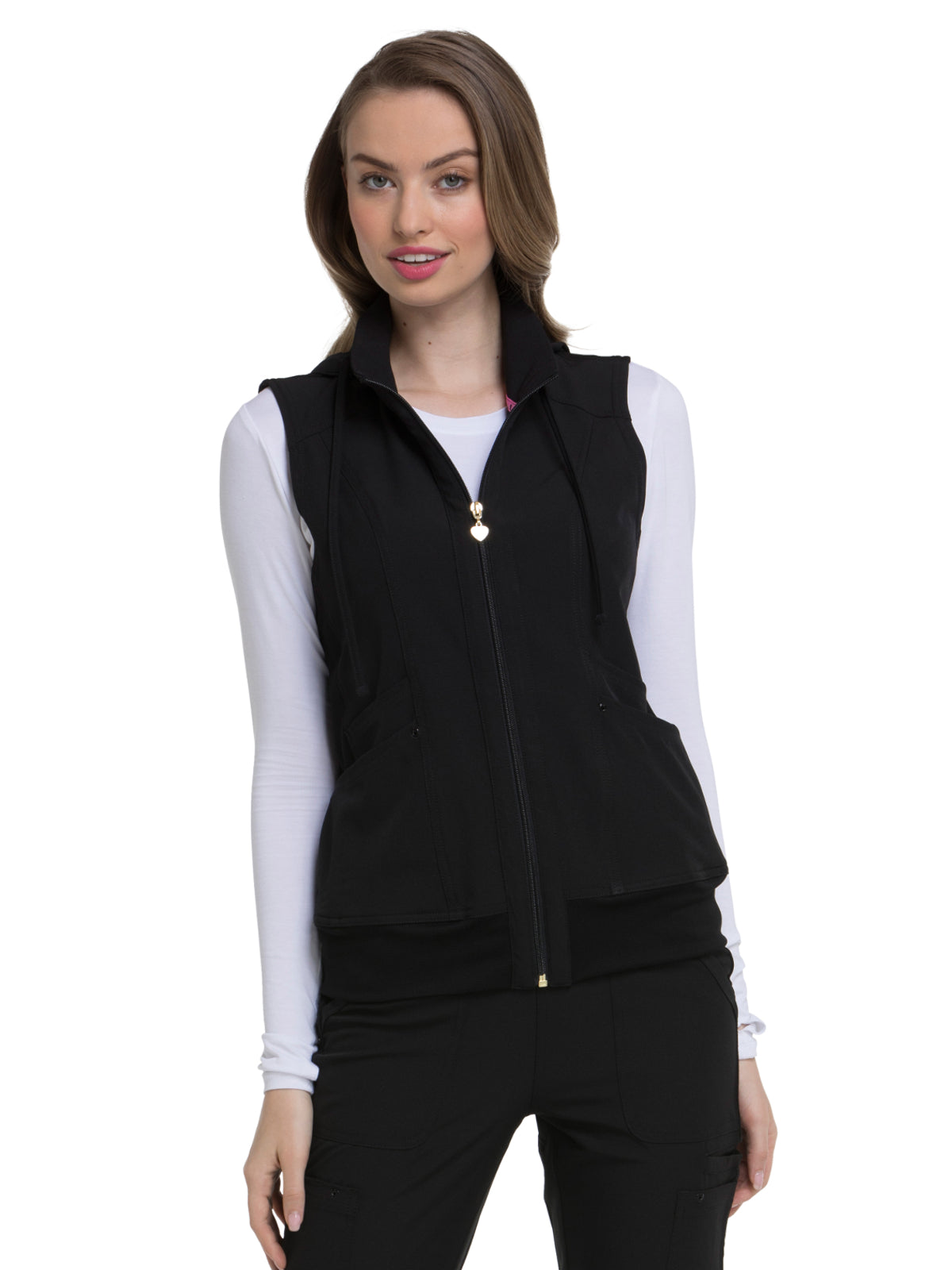 Women's Zip Front Vest - HS500 - Black