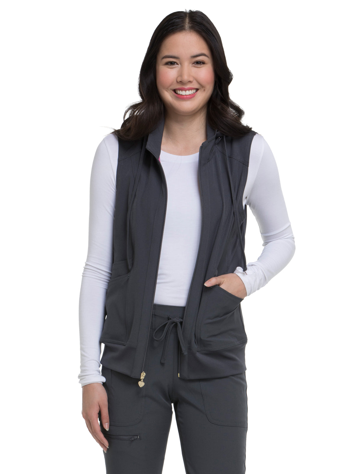 Women's Zip Front Vest - HS500 - Pewter