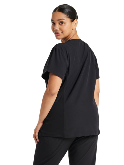 Women's 2-Pocket V-Neck Top - HS647 - Black