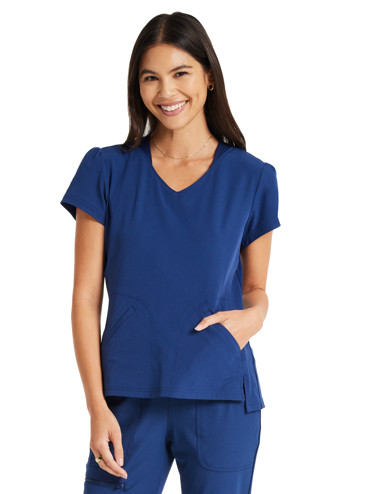 Women's 2-Pocket V-Neck Top - HS647 - Navy