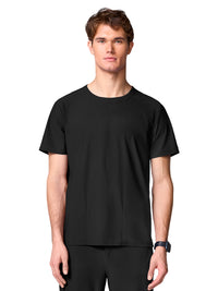 Men's 2-Pocket Crew Neck Scrub Top - IN00020 - Black