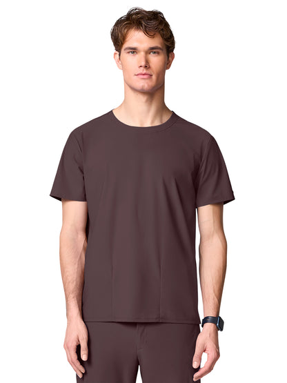 Men's 2-Pocket Crew Neck Scrub Top - IN00020 - Walnut Roast