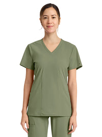 Women's 2-Pocket V-Neck Top - IN00033 - Olive