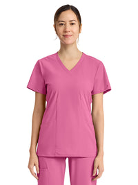 Women's 2-Pocket V-Neck Top - IN00033 - Tropical Pink