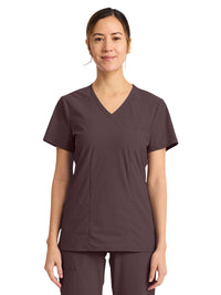 Women's 2-Pocket V-Neck Top - IN00033 - Walnut Roast