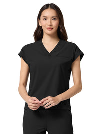 Women's 1-Pocket V-Neck Dolman Top - IN00034 - Black
