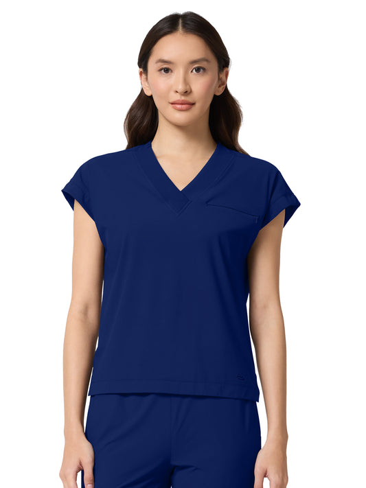 Women's 1-Pocket V-Neck Dolman Top - IN00034 - Navy