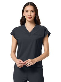 Women's 1-Pocket V-Neck Dolman Top - IN00034 - Pewter