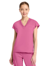 Women's 1-Pocket V-Neck Dolman Top - IN00034 - Tropical Pink