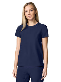 Women's Pocketless Crew Neck Scrub Top - IN00037 - Navy