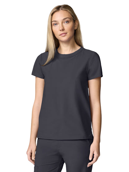 Women's Pocketless Crew Neck Scrub Top - IN00037 - Pewter