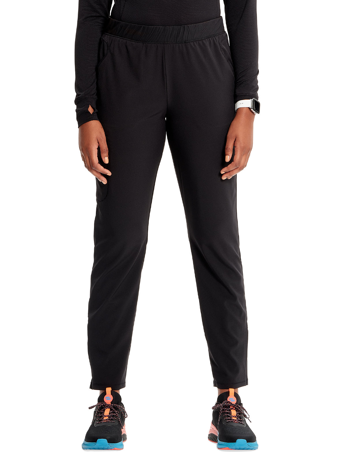 Women's Tapered Leg Cargo Scrub Pant - IN120A - Black