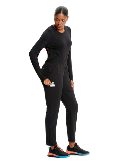 Women's Tapered Leg Cargo Scrub Pant - IN120A - Black