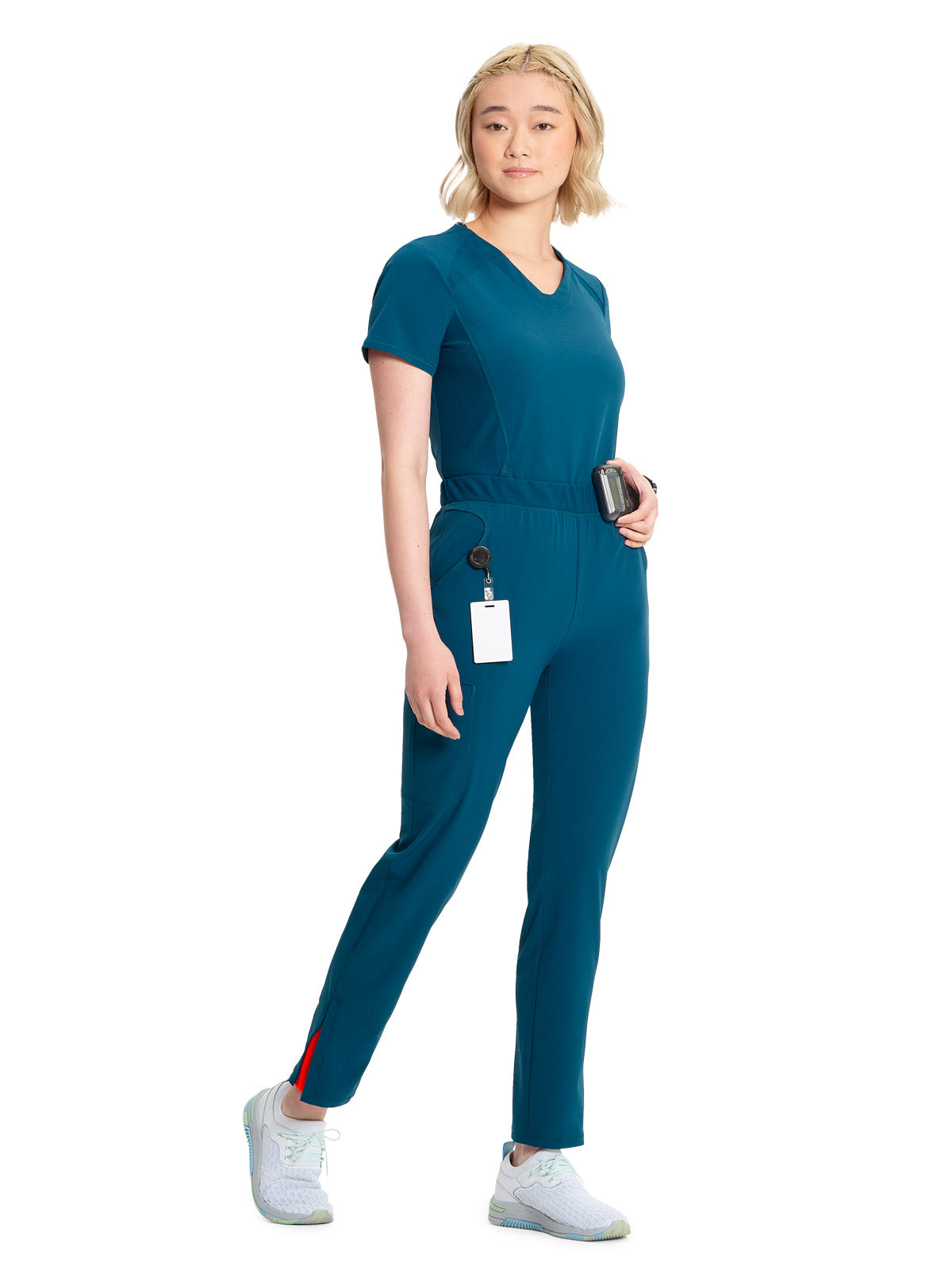 Women's Tapered Leg Cargo Scrub Pant - IN120A - Caribbean Blue