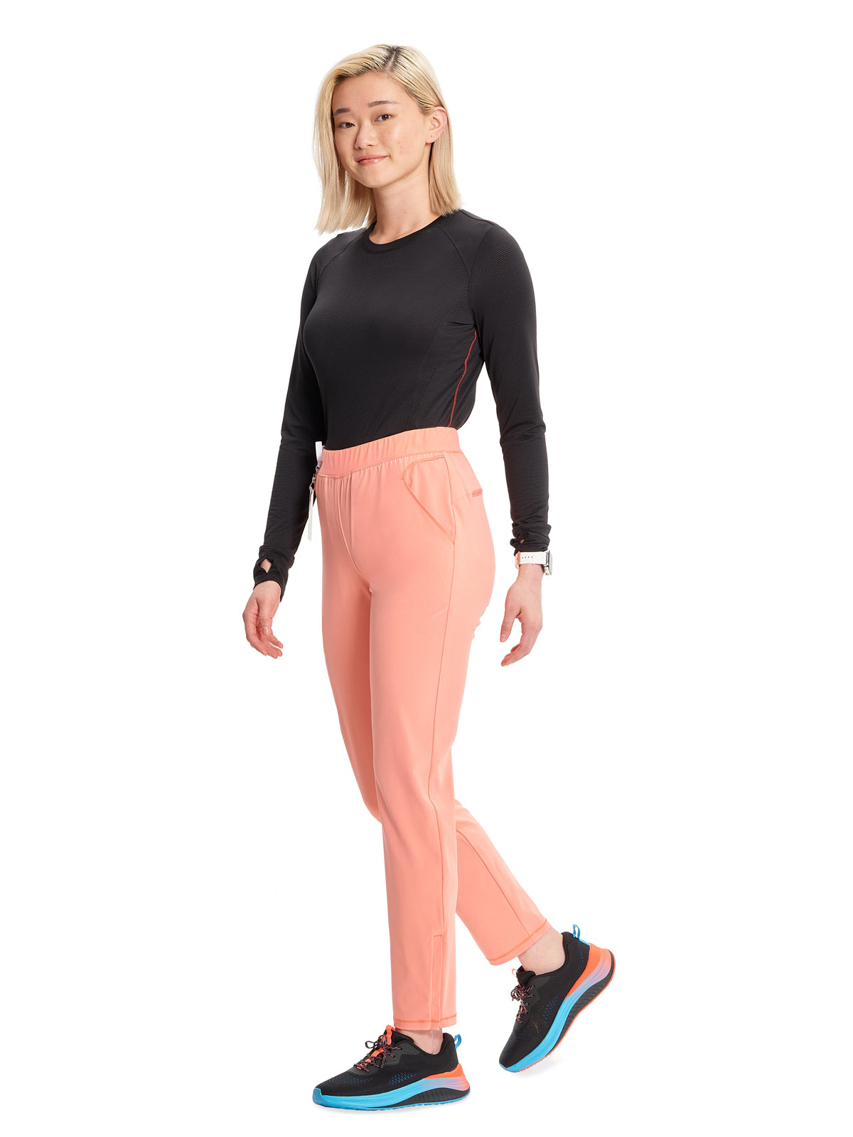 Women's Tapered Leg Cargo Scrub Pant - IN120A - Electric Coral