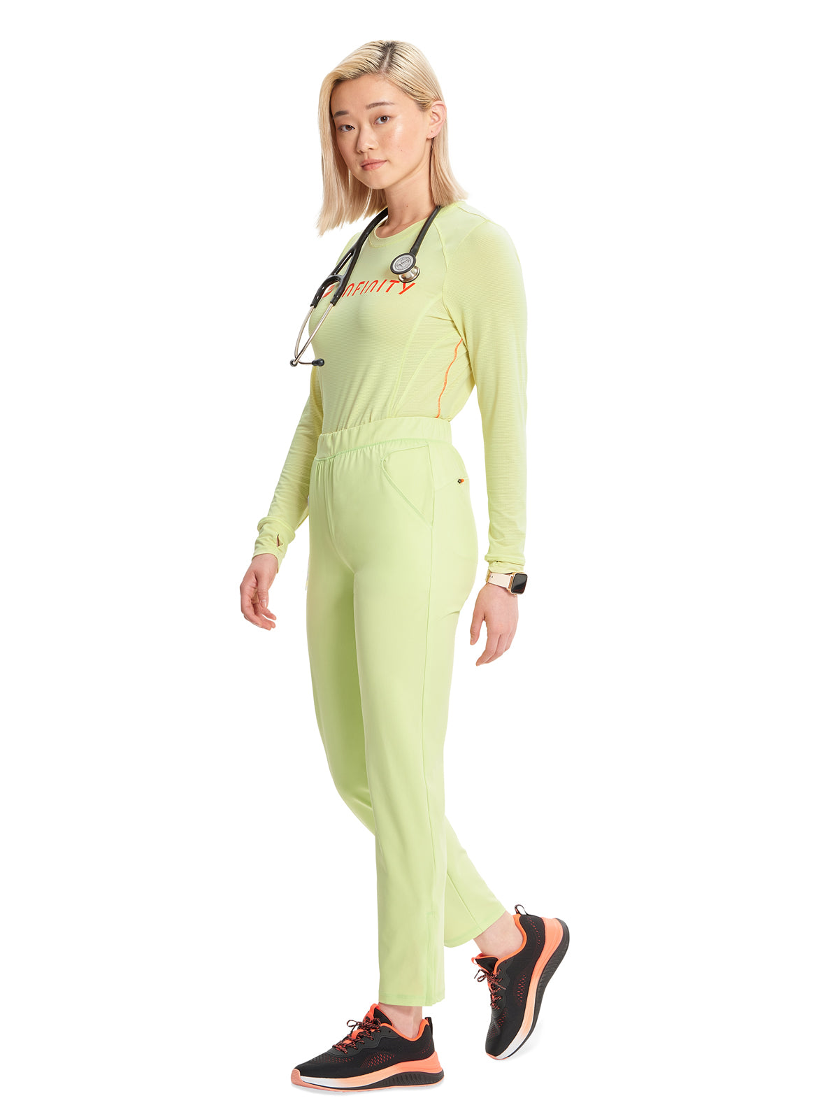 Women's Tapered Leg Cargo Scrub Pant - IN120A - Green Energy