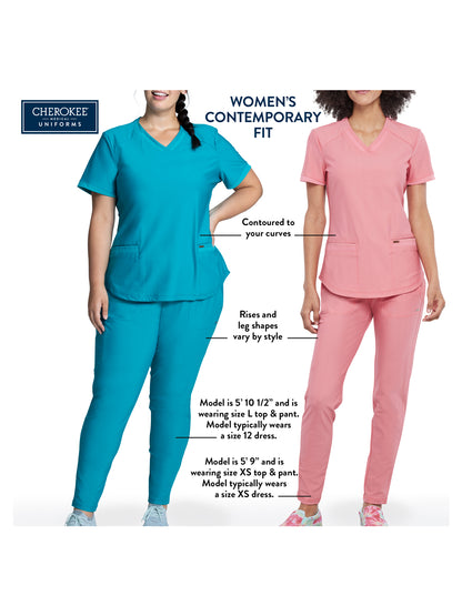 Women's Tapered Leg Cargo Scrub Pant - IN120A - Teal Blue