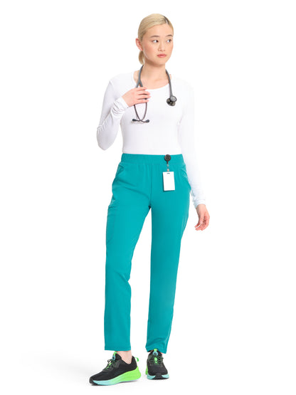 Women's Tapered Leg Cargo Scrub Pant - IN120A - Teal Blue