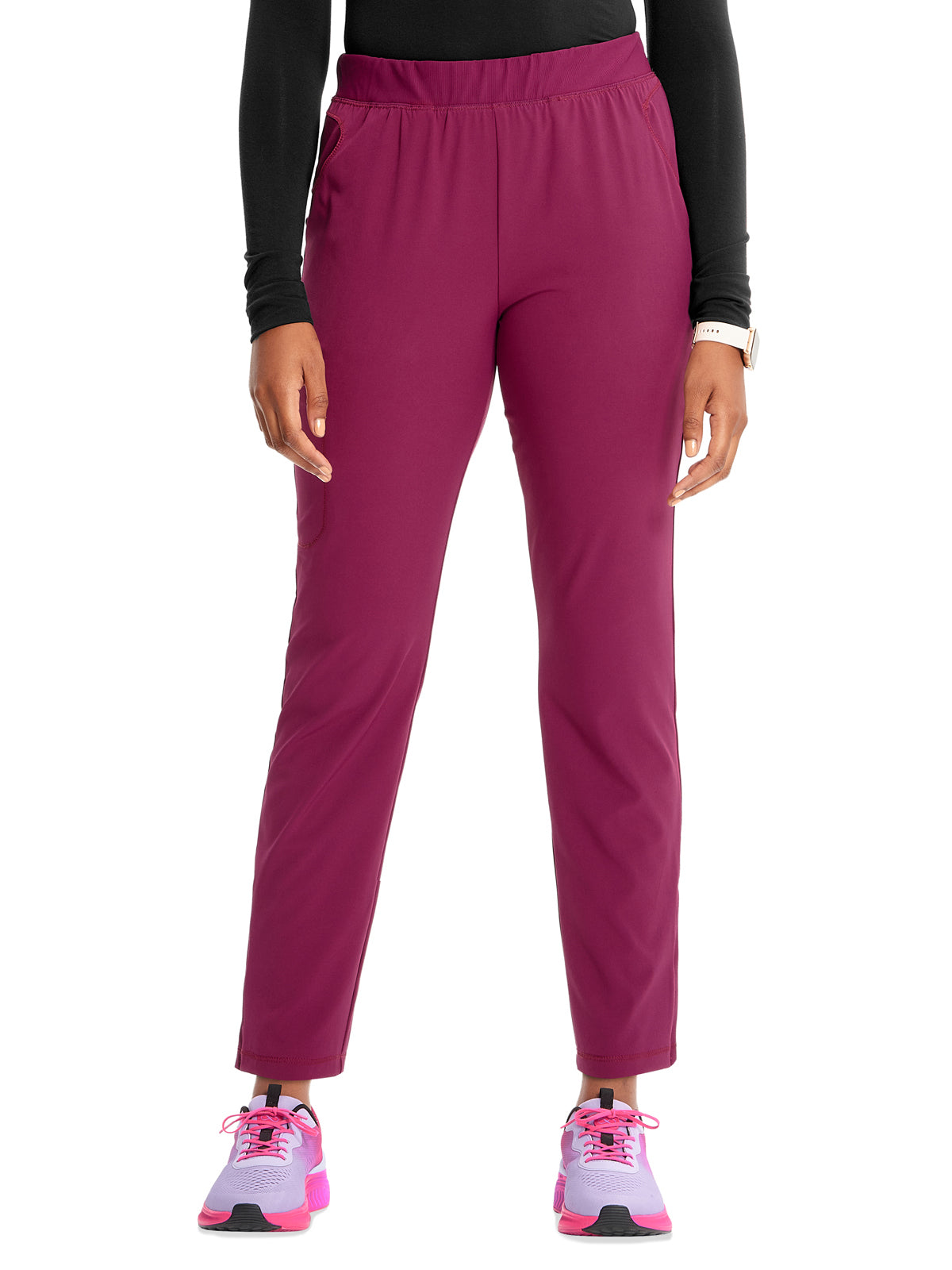 Women's Tapered Leg Cargo Scrub Pant - IN120A - Wine