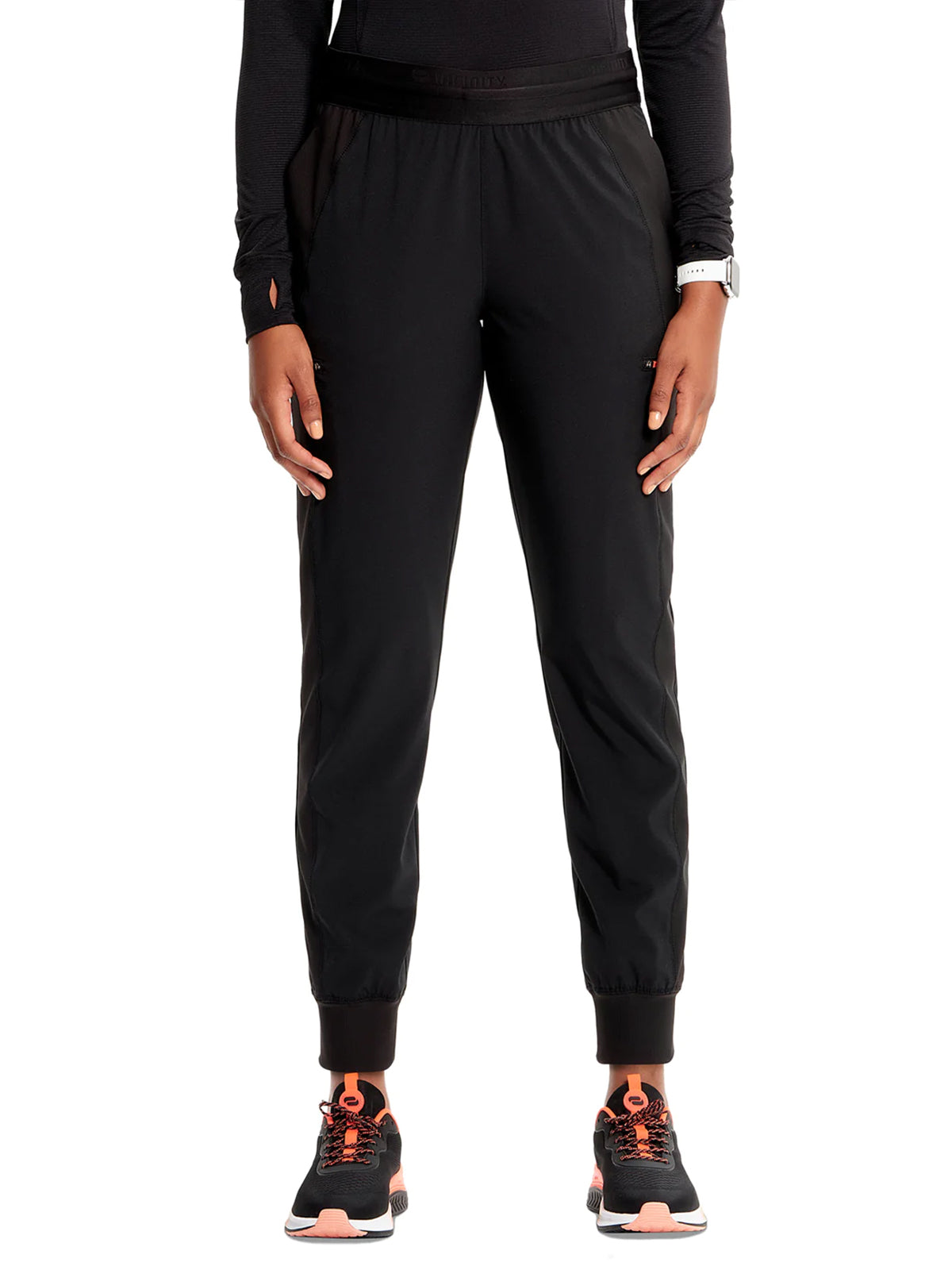 Women's Mid Rise Jogger Scrub Pant - IN122A - Black