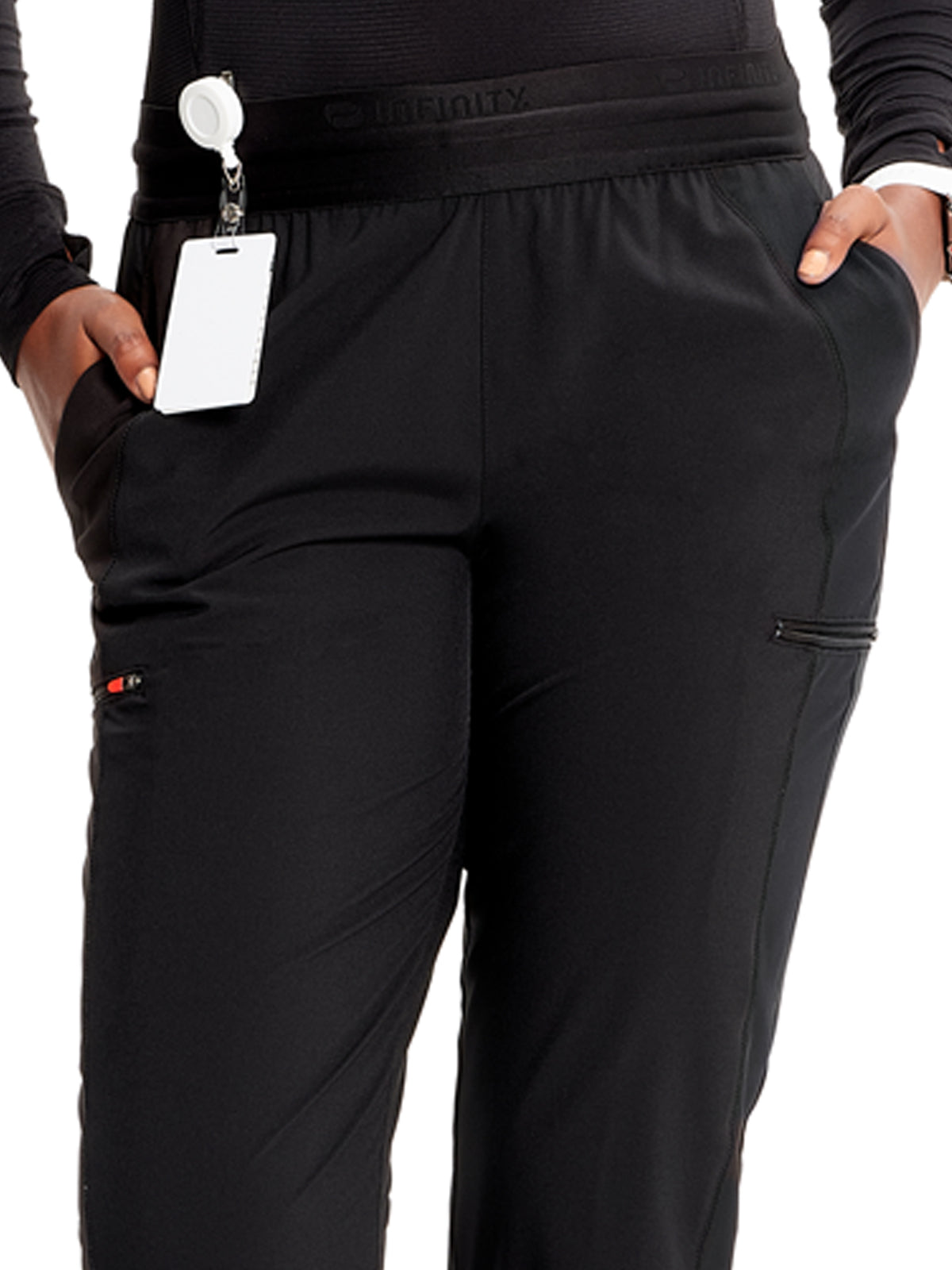 Women's Mid Rise Jogger Scrub Pant - IN122A - Black