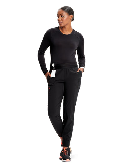 Women's Mid Rise Jogger Scrub Pant - IN122A - Black