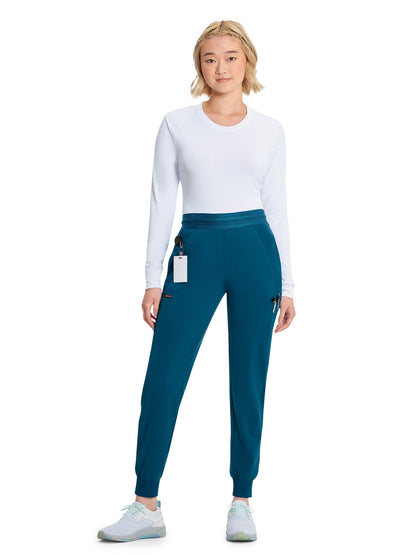 Women's Mid Rise Jogger Scrub Pant - IN122A - Caribbean Blue