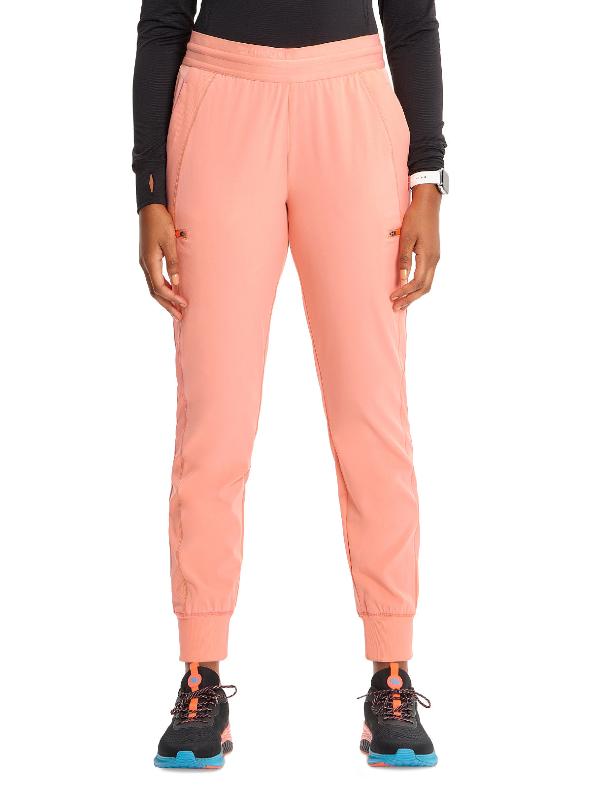 Women's Mid Rise Jogger Scrub Pant - IN122A - Electric Coral