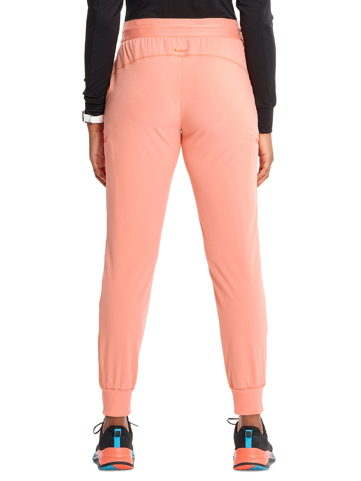 Women's Mid Rise Jogger Scrub Pant - IN122A - Electric Coral