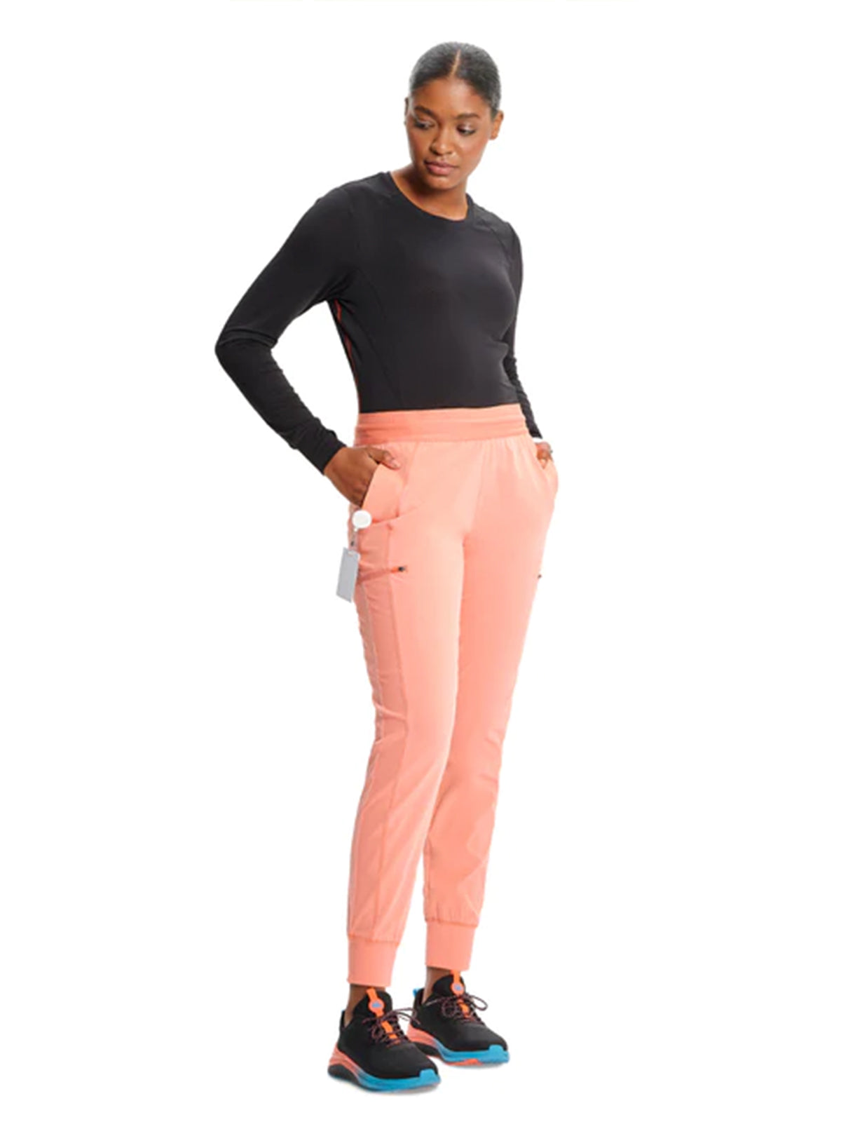 Women's Mid Rise Jogger Scrub Pant - IN122A - Electric Coral