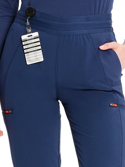 Women's Mid Rise Jogger Scrub Pant - IN122A - Navy