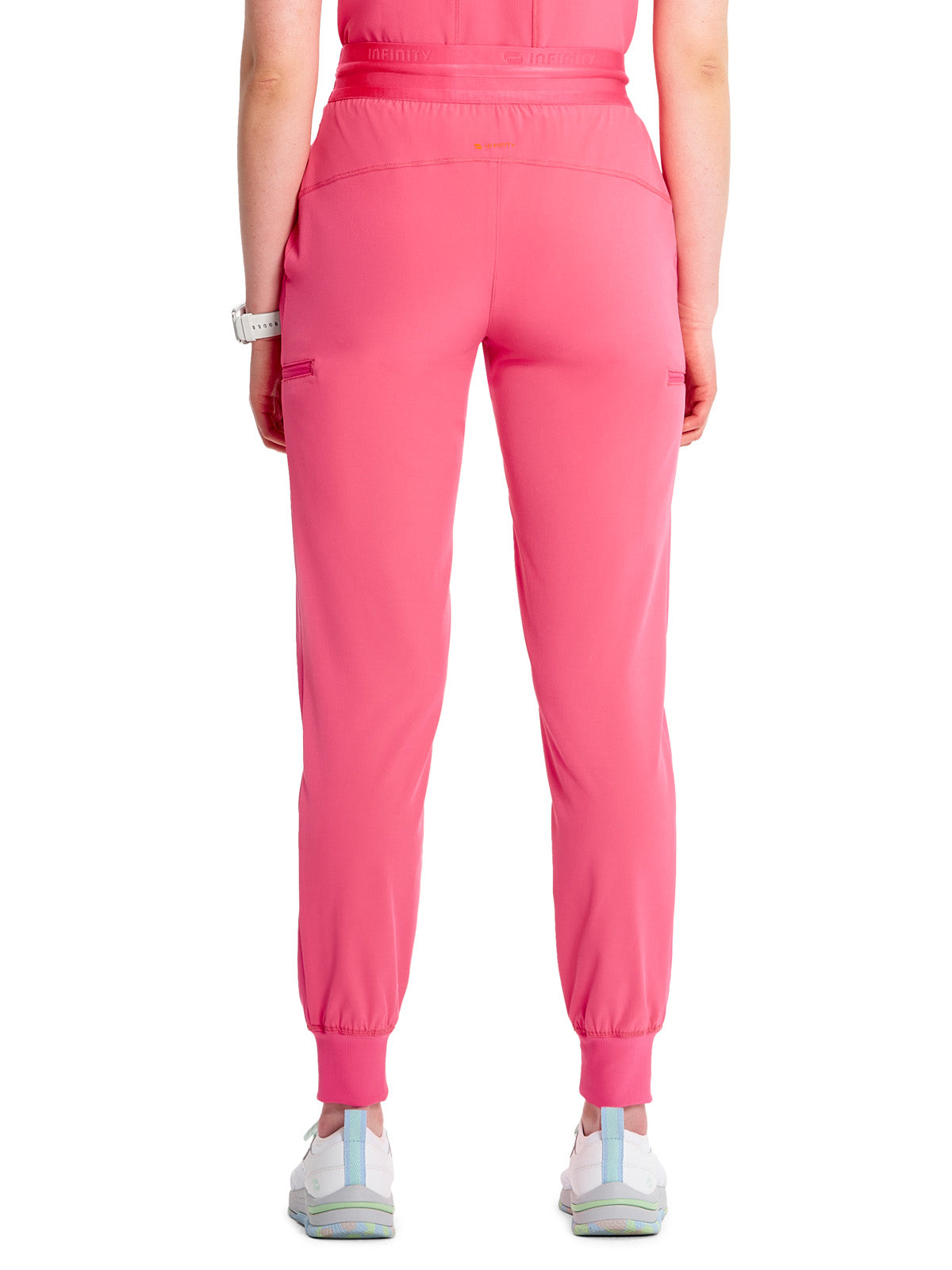 Women's Mid Rise Jogger Scrub Pant - IN122A - Power Pink