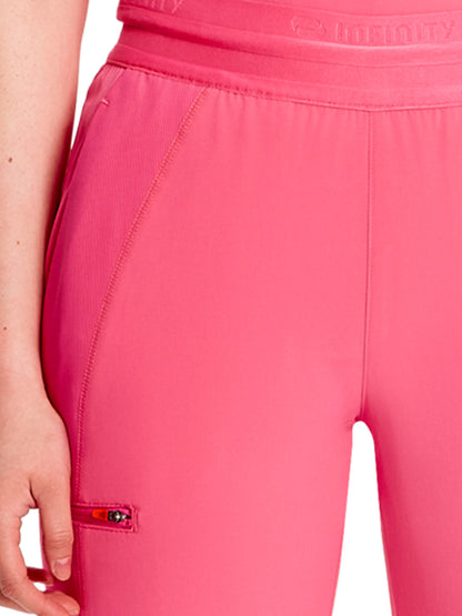 Women's Mid Rise Jogger Scrub Pant - IN122A - Power Pink