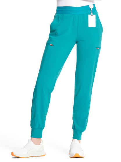 Women's Mid Rise Jogger Scrub Pant - IN122A - Teal Blue