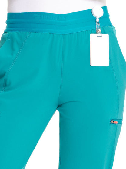 Women's Mid Rise Jogger Scrub Pant - IN122A - Teal Blue