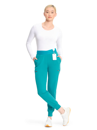 Women's Mid Rise Jogger Scrub Pant - IN122A - Teal Blue