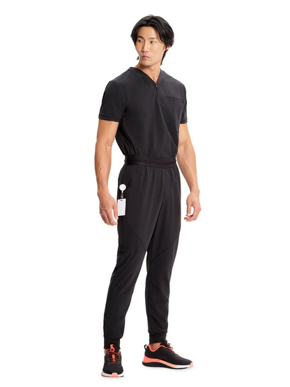 Men's Mid Rise Scrub Jogger - IN204A - Black