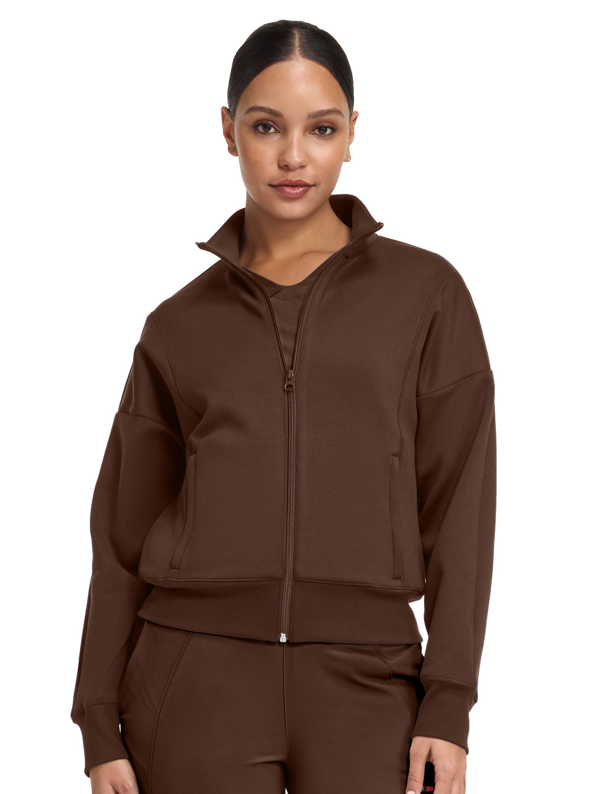 Women's 2-Pocket Full Zip Jacket - IN301 - Espresso Express