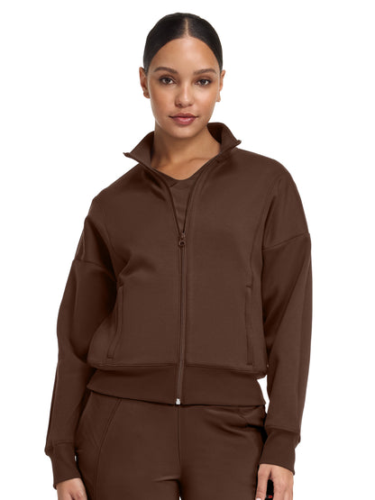 Women's 2-Pocket Full Zip Jacket - IN301 - Espresso Express