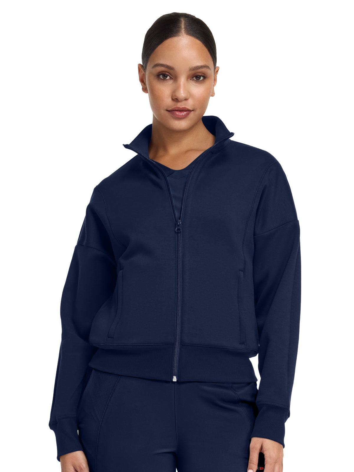 Women's 2-Pocket Full Zip Jacket - IN301 - Navy